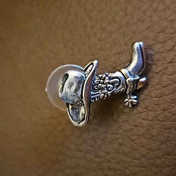 VTG MJ Western Cowgirl Rodeo Boot Spurs Hat Post Earrings Deadstock - Picture 4 of 5